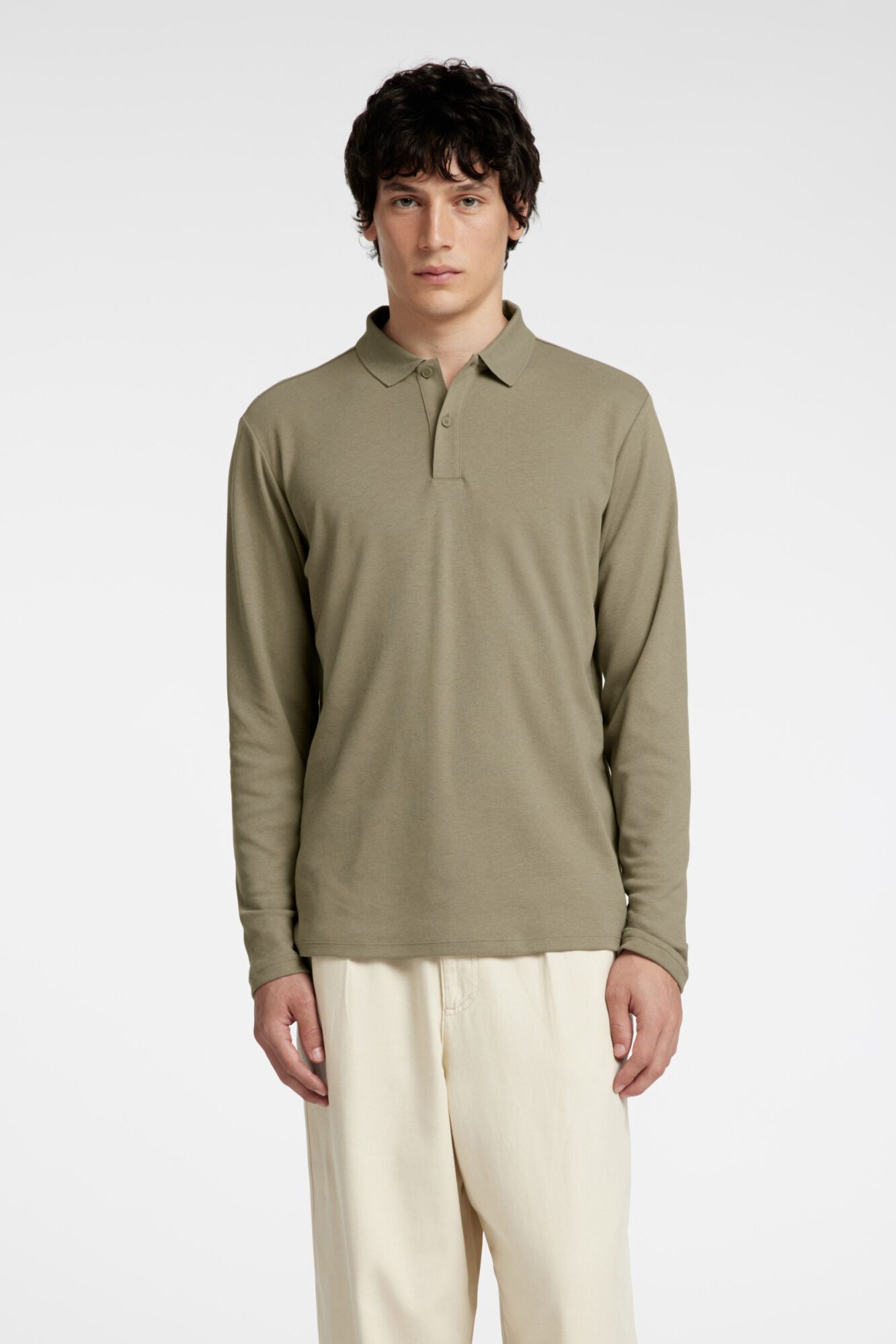 Selected Polo de manga comprida 100% algod&atilde;o org&acirc;nico