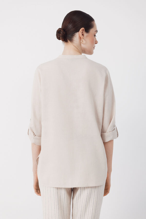 Cortefiel Camisa r&uacute;stica de manga comprida Castanho