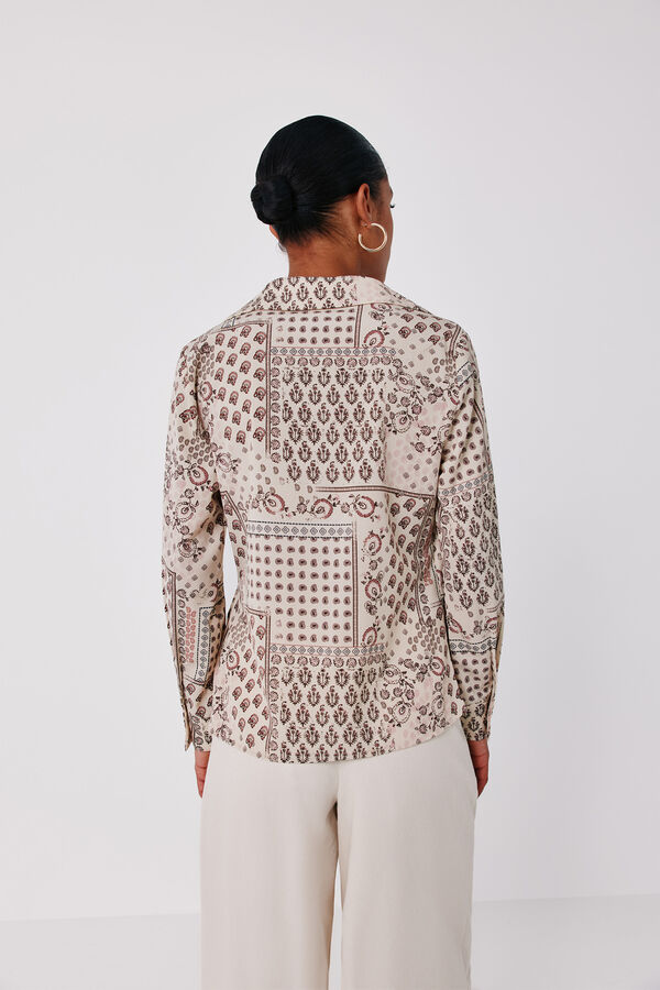 Cortefiel Printed wrap blouse Printed beige