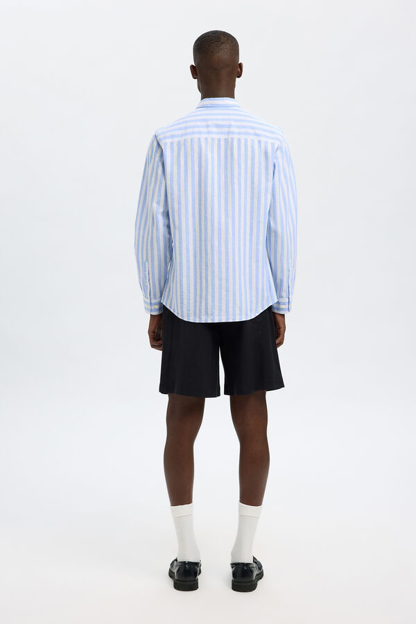 Selected Long-sleeved linen shirt Blue