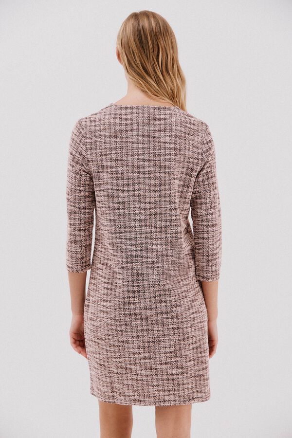 Cortefiel Short tweed dress Dark brown