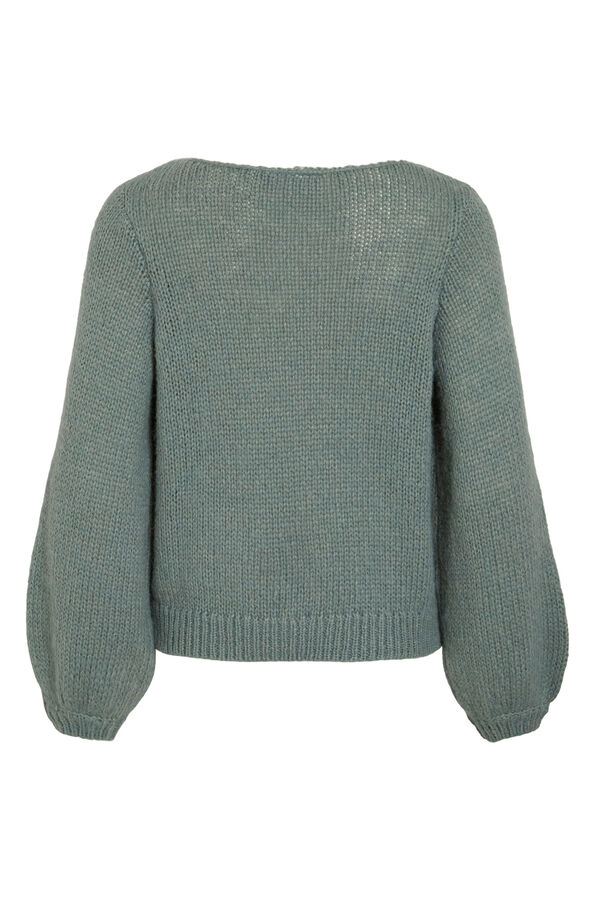 Vila Jersey-knit sweater with embroidered flower detail Kaki