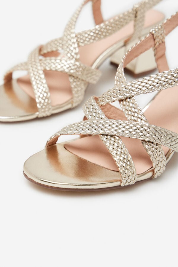 Cortefiel Braided heeled sandals Gold