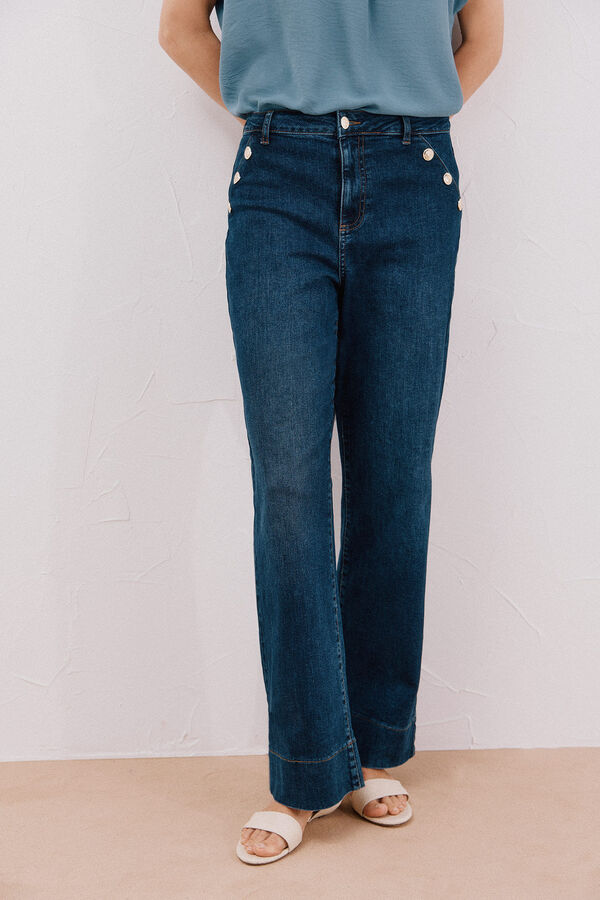 Cortefiel Palazzo pants with buttons  Blue