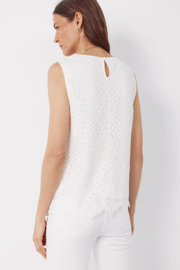 Cortefiel Top guipur White