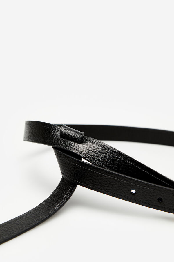 Cortefiel Leather knot and buckle belt Black