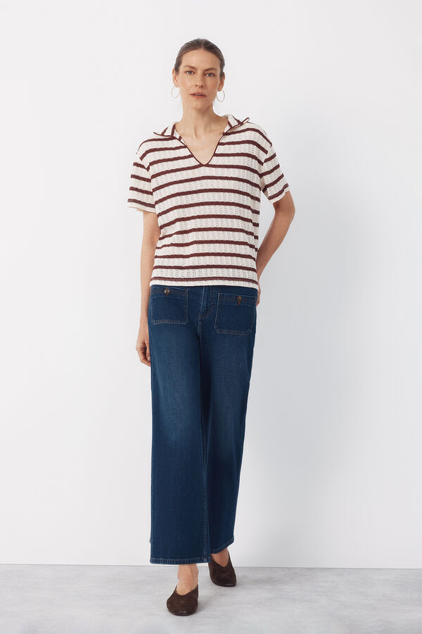 Cortefiel Polo shirt with striped structure Brown