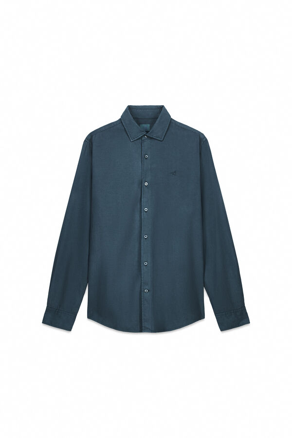 OOTO Camisa liso de algodão tencel sarja Verde