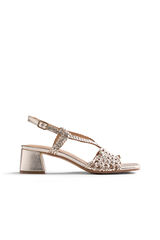 Gioseppo Sand&aacute;lias com tac&atilde;o em pele entran&ccedil;ada com brilho blissfield Dourado