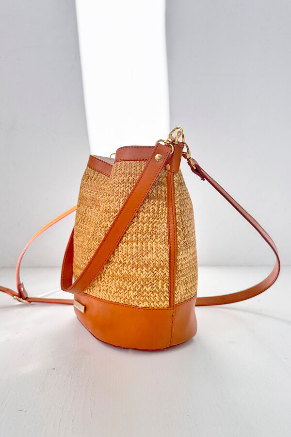 The Code Nature leather and raffia candy box  Brown