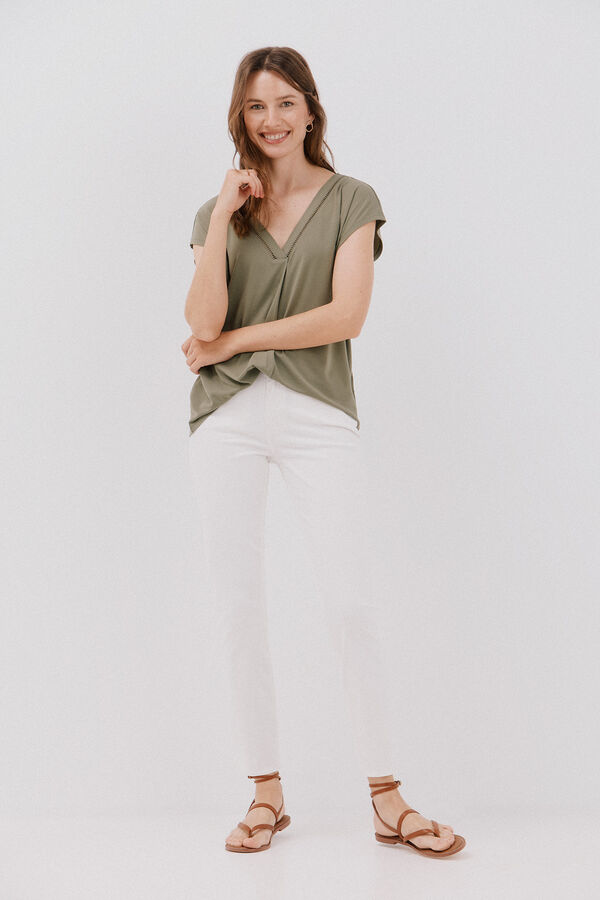 Cortefiel  colored cropped skinny trousers White