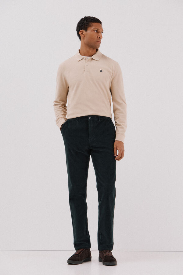 Cortefiel Pantalón chino pana Verde oscuro