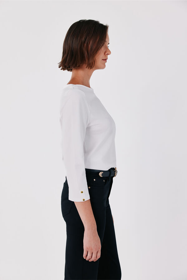 Cortefiel Boat neck T-shirt White