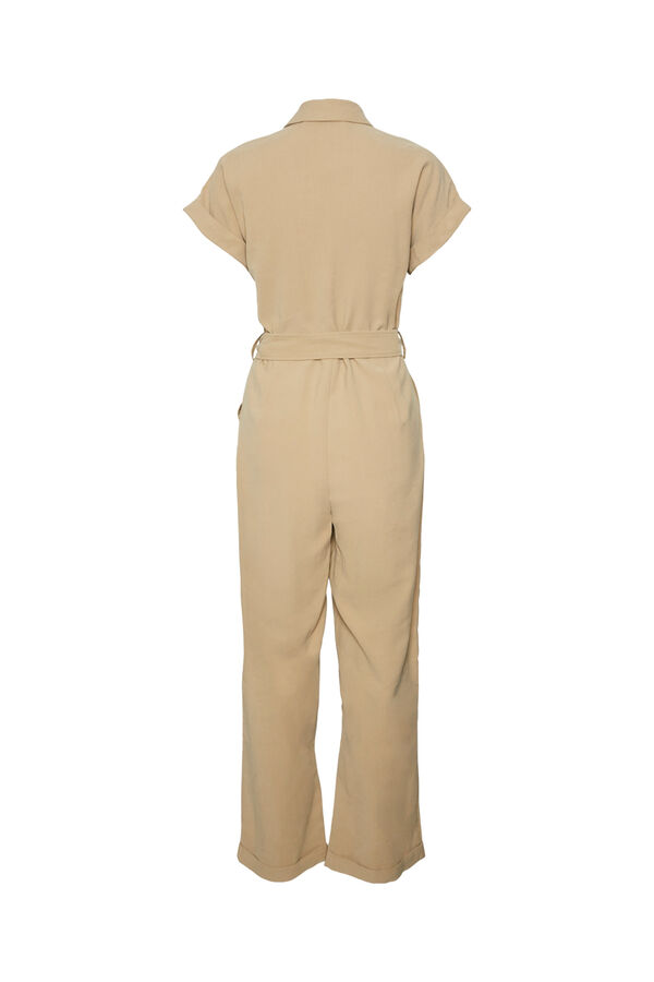 Cortefiel Short-sleeved jumpsuit  Dark brown