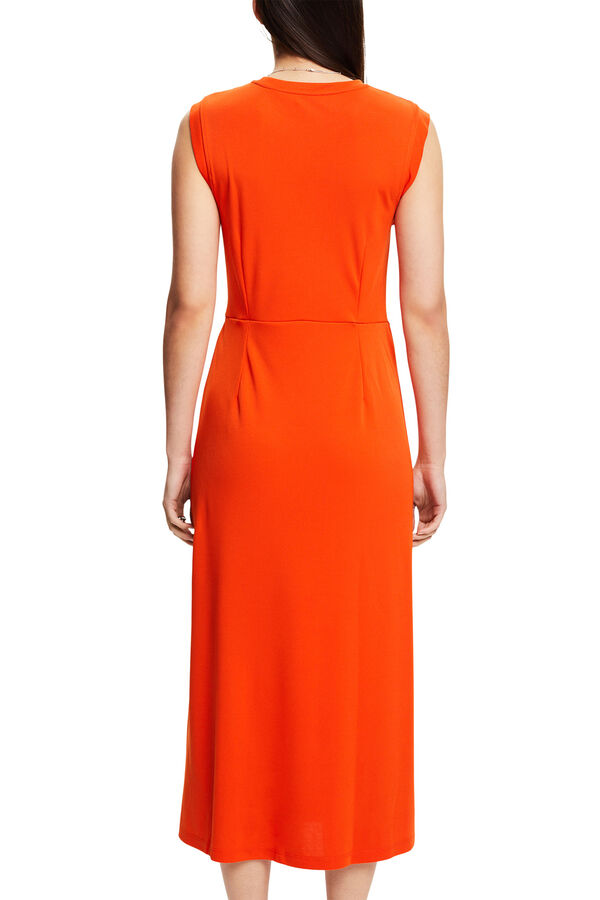 Cortefiel Long sleeveless side-knot dress Orange