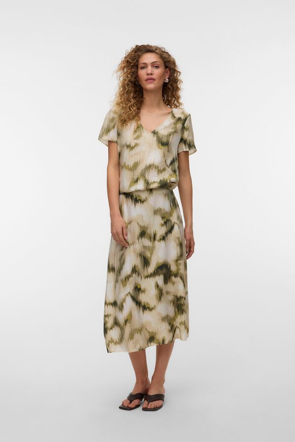 Vero Moda Satin-finish 7/8 skirt Green