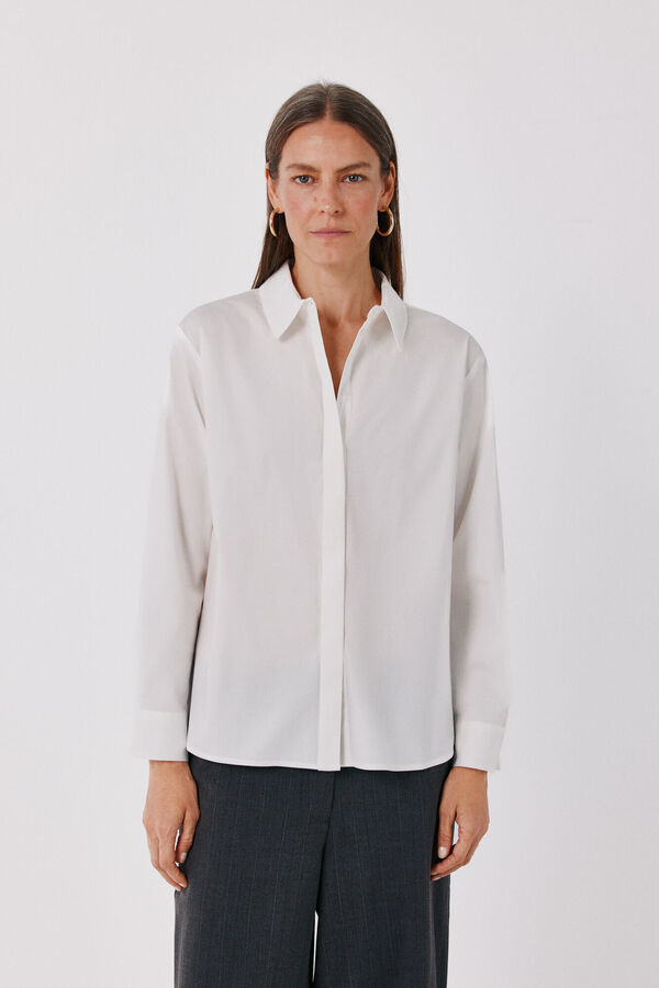 Cortefiel Shirt collar shirt White