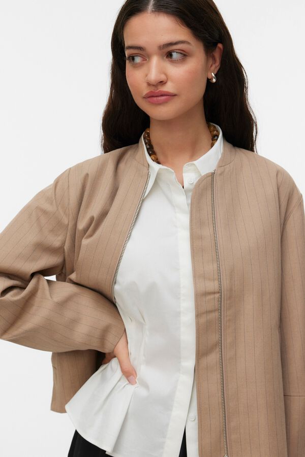 Vero Moda Blus&atilde;o de risca de giz Castanho