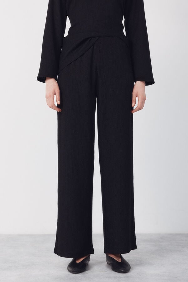 Cortefiel Jersey-knit trousers Black
