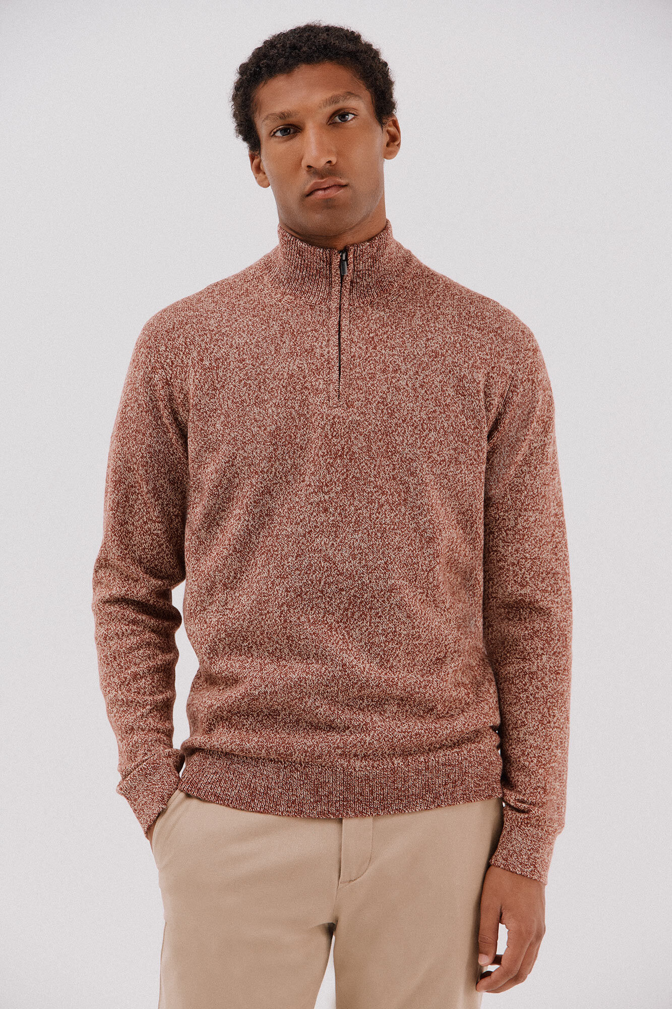 Cortefiel Camisola l&atilde; tor&ccedil;al gola fecho-&eacute;clair