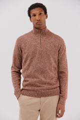 Cortefiel Twisted-knit wool jumper with zip Brown
