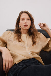 Cortefiel lace blouse with mandarin collar