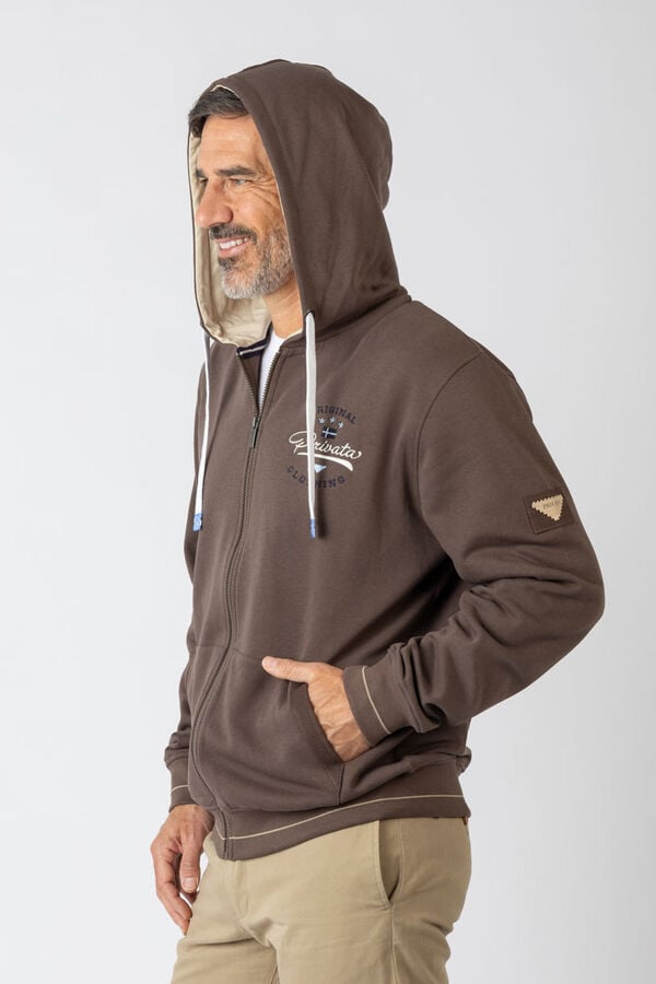 Privata Sweatshirt aberto com capuz e bolsos Castanho