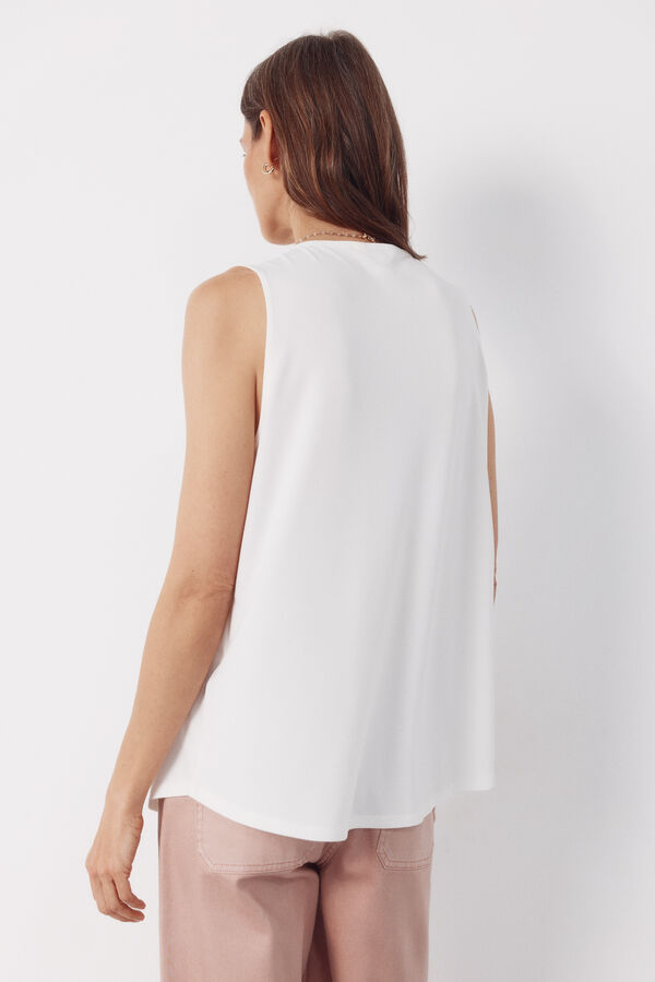 Cortefiel Long pleated top White