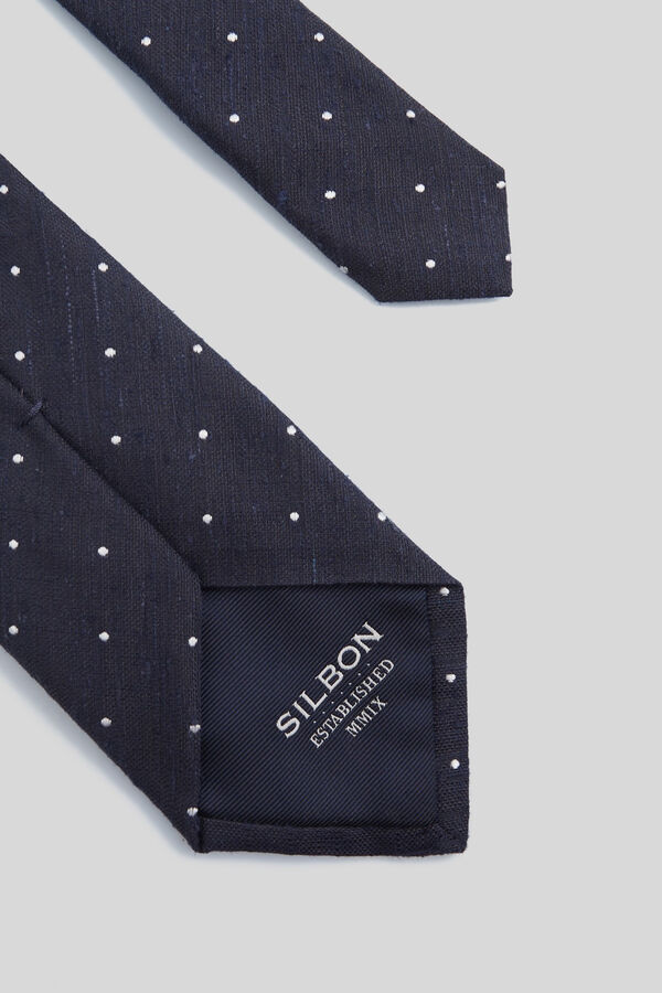 Silbon Corbata jaspeada puntos azul marino Azul marino