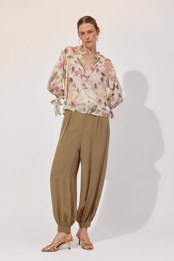 Cortefiel Pantal&oacute;n bombacho Verde