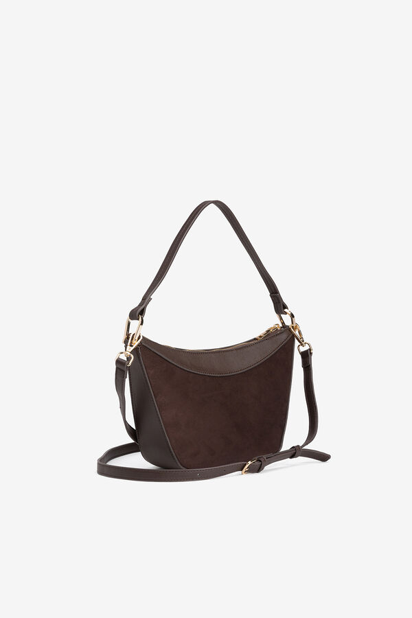 Vilanova Mala com efeito camur&ccedil;a combinada Castanho