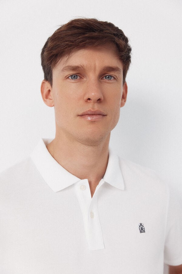 Cortefiel Basic piqu&eacute; polo shirt White