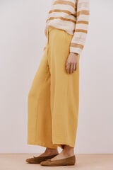 Cortefiel Wide leg ankle length trousers Gold
