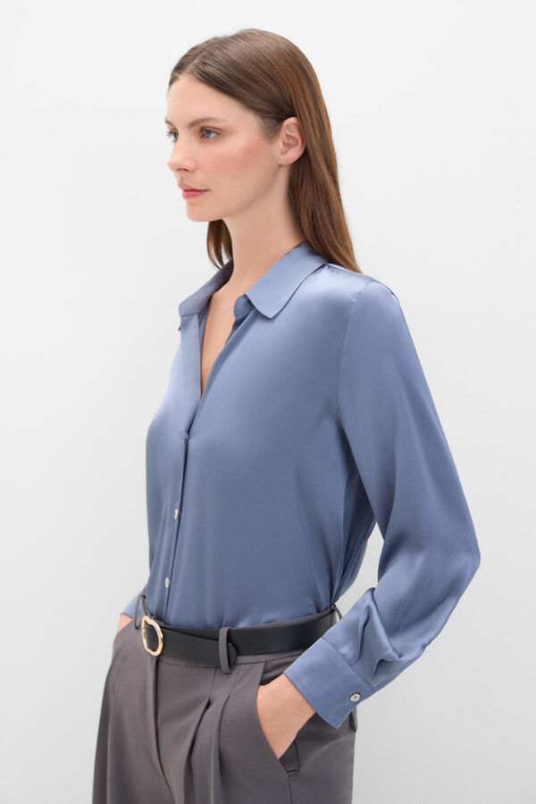 Cortefiel Camisa acetinada Azul