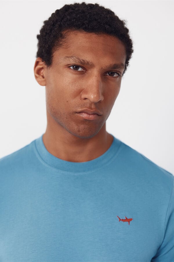 Cortefiel Embroidered T-shirt Blue