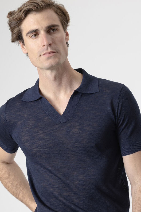 PuroEGO Jersey-knit polo shirt Navy