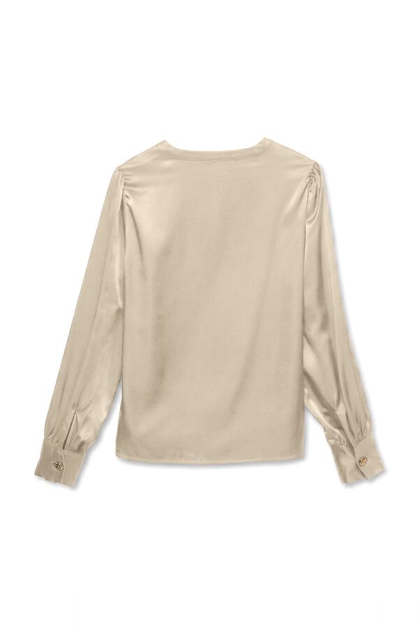 Vero Moda Blusa acetinada com bot&otilde;es dourados Tostado
