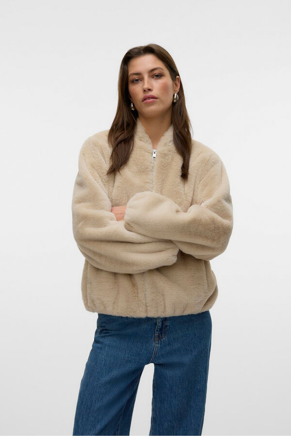 Vero Moda Bomber com efeito couro Cinzento