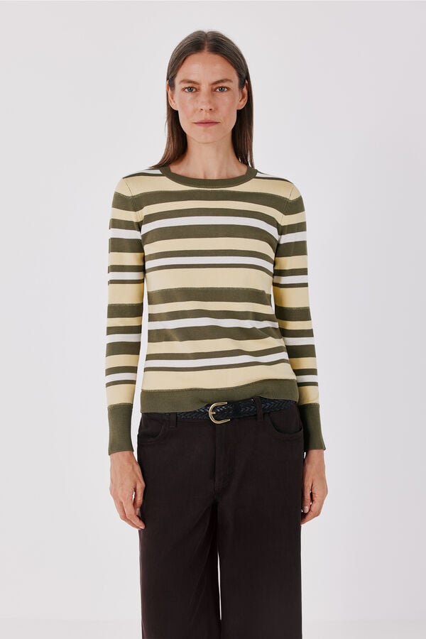 Cortefiel Multicoloured striped jumper Kaki