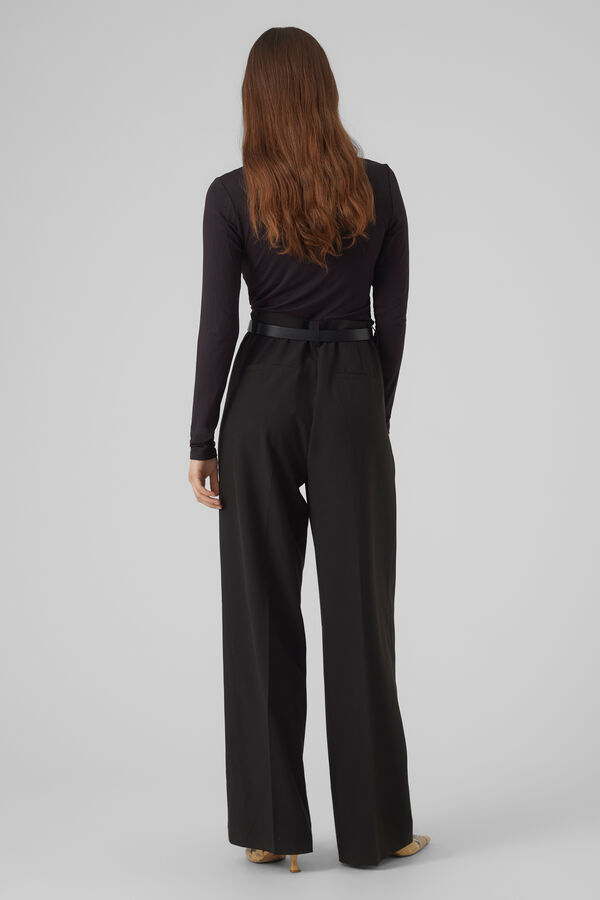 Vero Moda Top de manga comprida com gola em V Preto