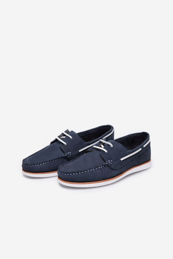 Cortefiel Leather sports loafers Navy