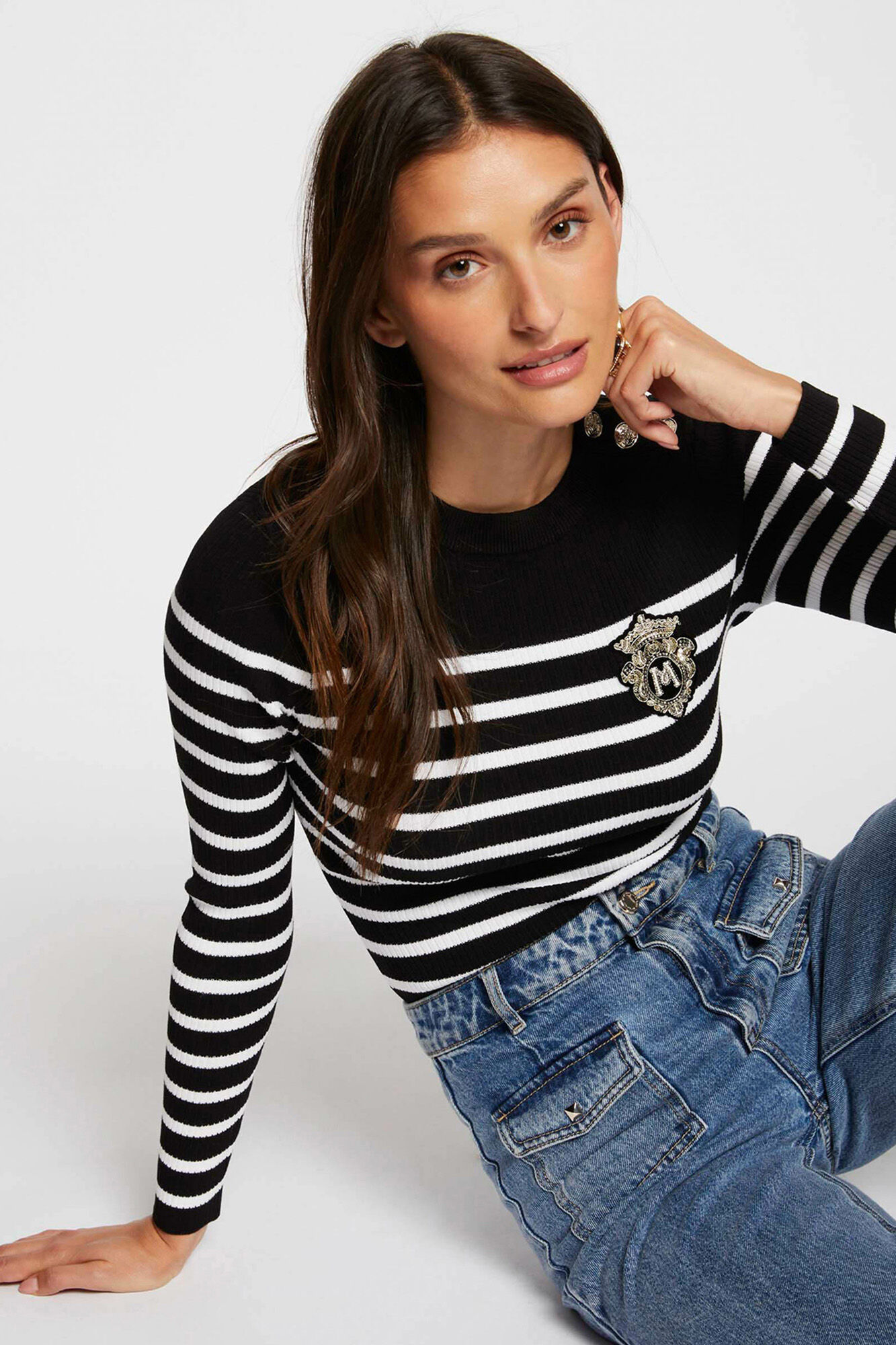 Morgan Jersey manga larga con rayas