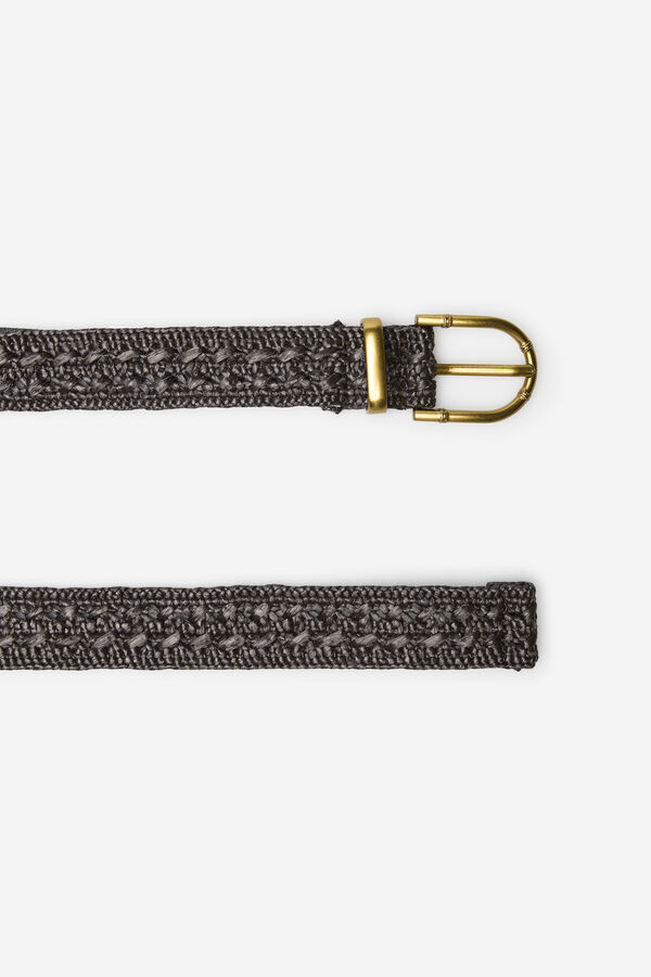 Cortefiel Basic raffia belt Dark brown