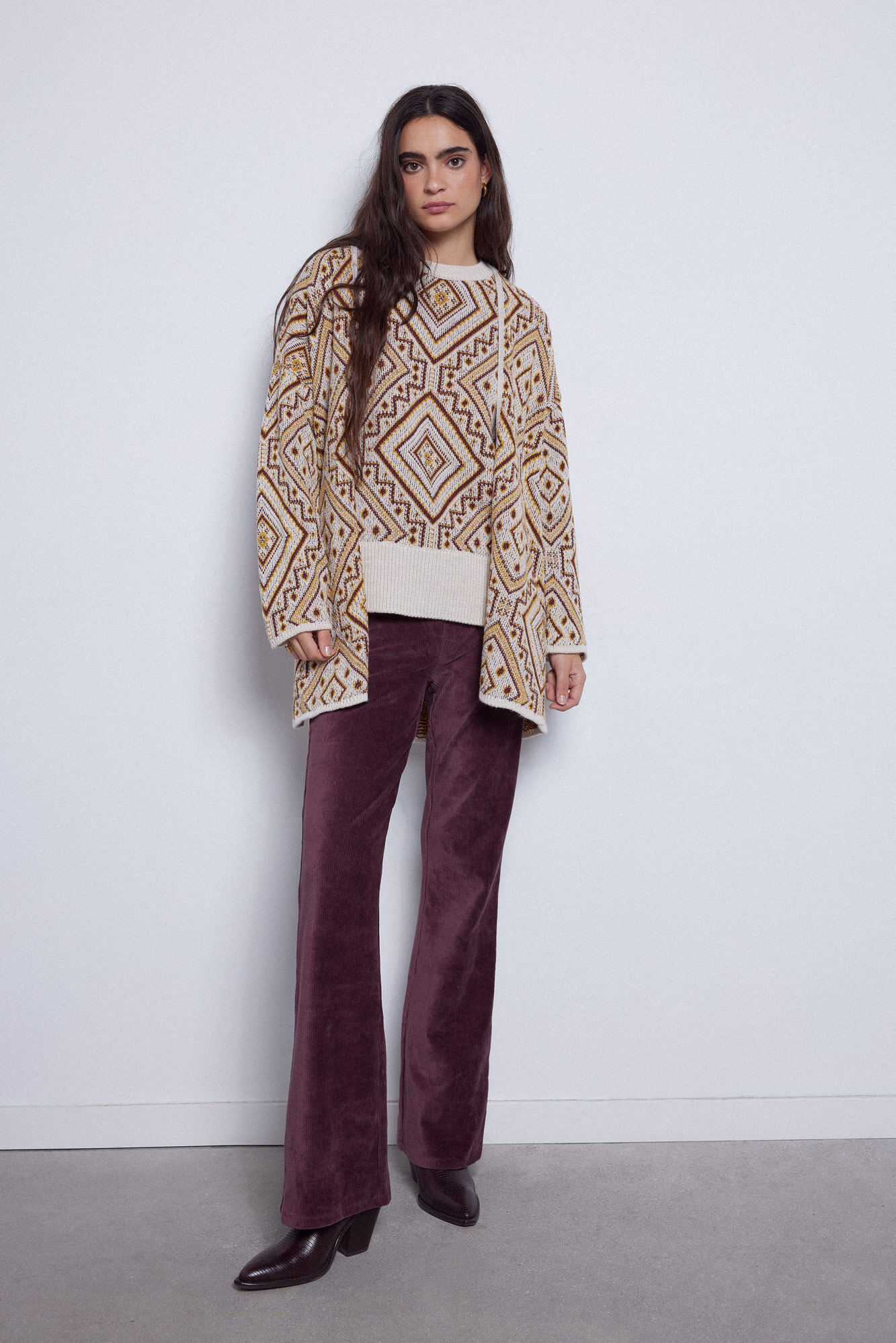 Jacquard knit cardigan Women s jumpers and cardigans Cortefiel