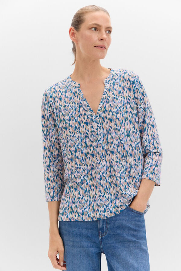 Cortefiel Camisola básica com pescoço mao Azul