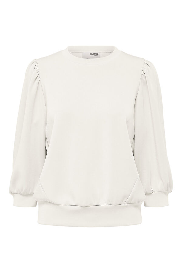 Cortefiel Top estilo sweatshirt com manga abalonada confecionado com TENCEL Branco