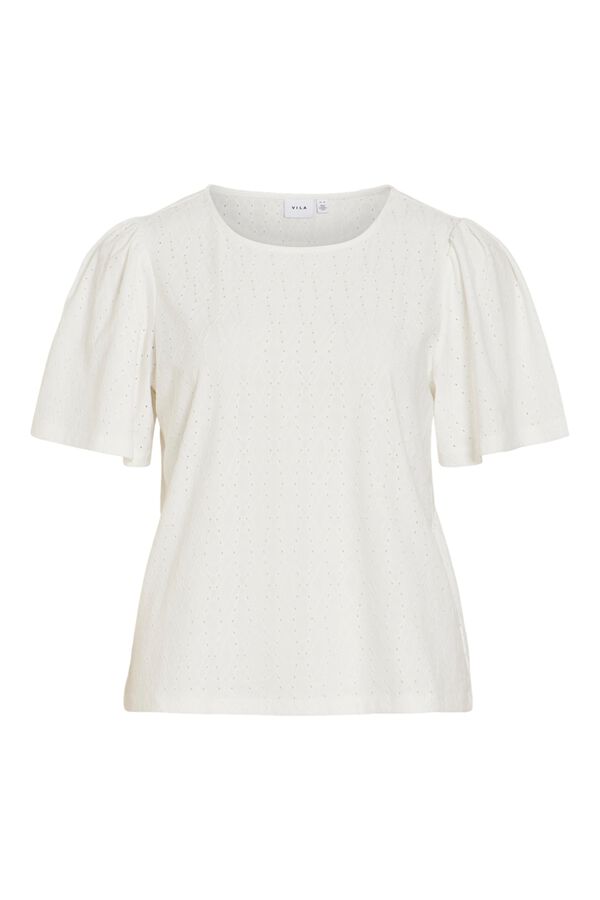 Vila Short sleeve openwork top White