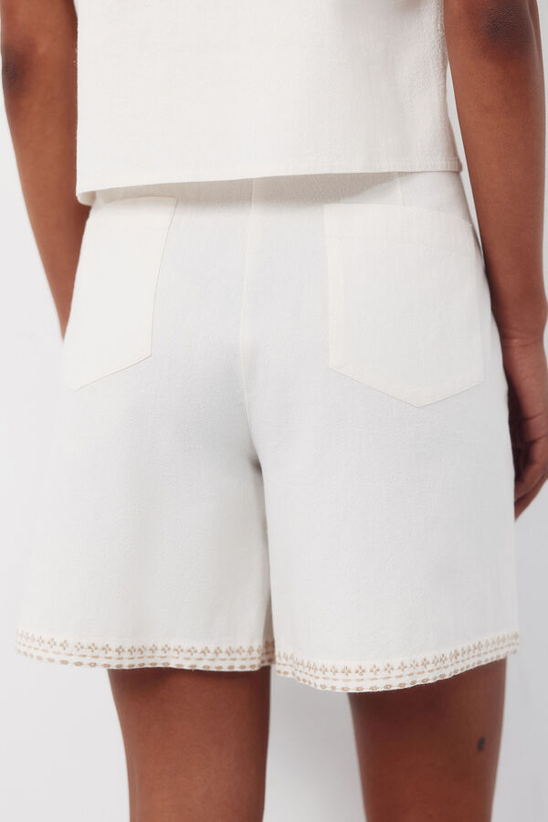 Cortefiel Embroidered bermuda shorts White