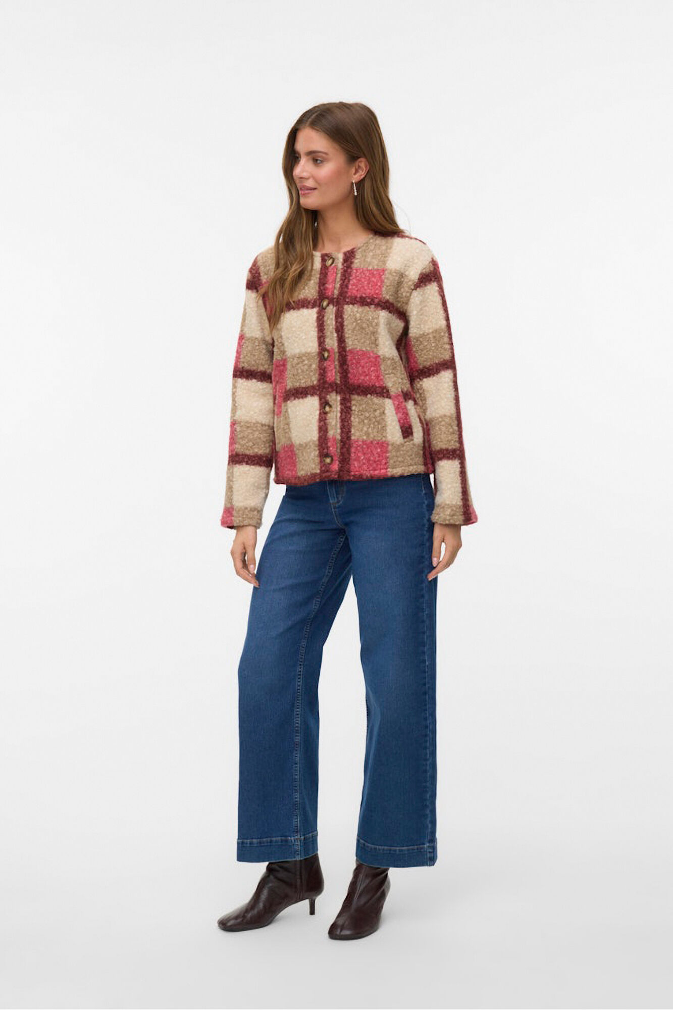 Vero Moda Chaqueta borrego estampado de cuadros