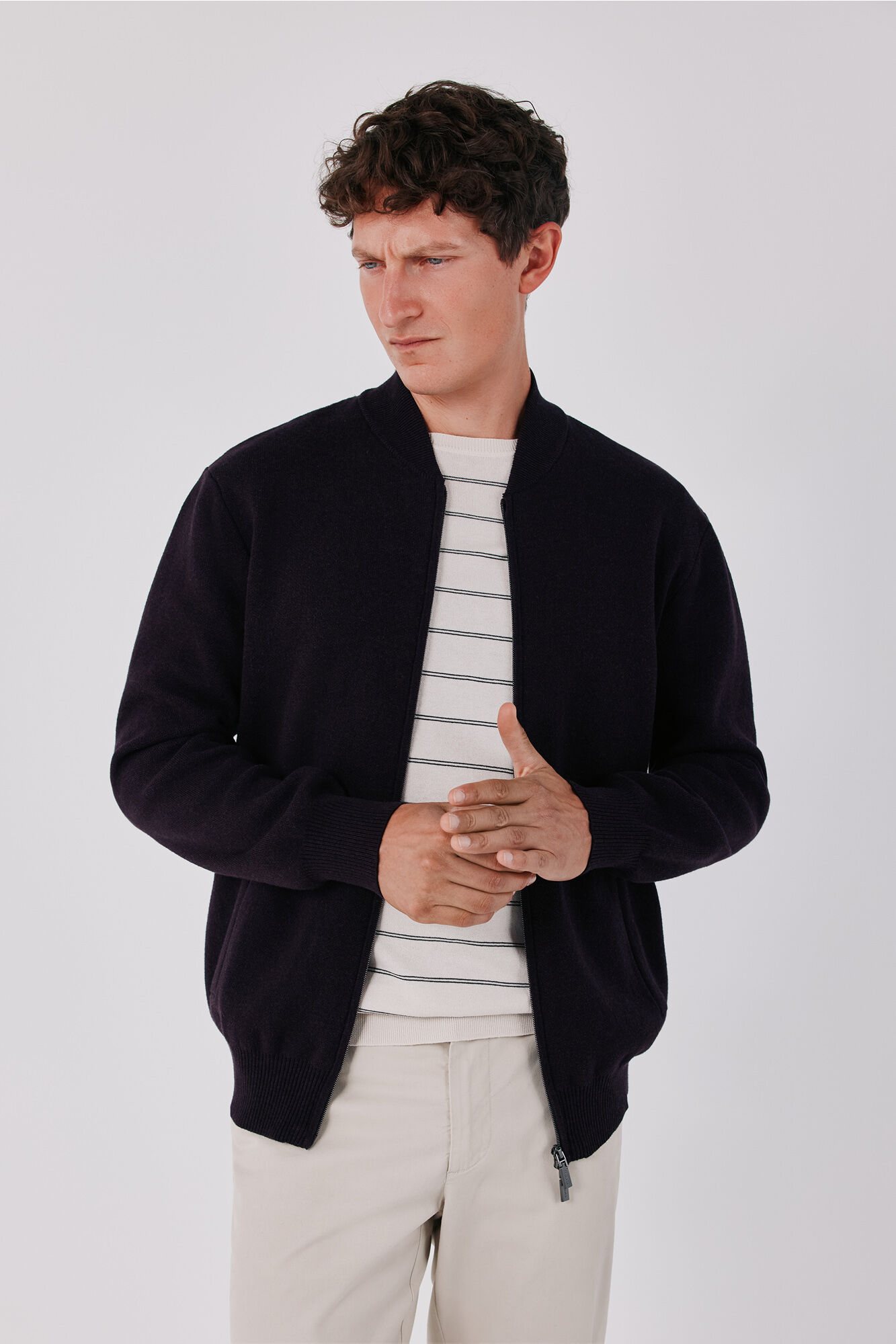 Cortefiel Cotton zip fastening bomber cardigan